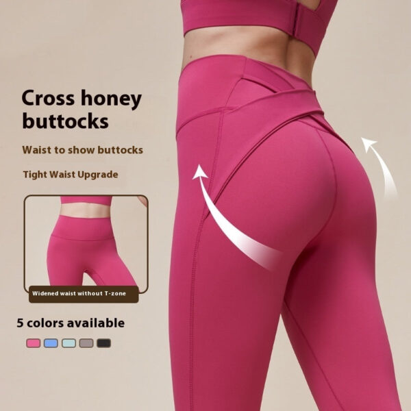 cross hip lifting and waist slimming upgrade high waist peach sports yoga pants
