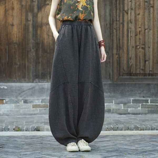 Artistic Retro Cotton And Linen Women's Distressed Loose Casual Pants - Image 4