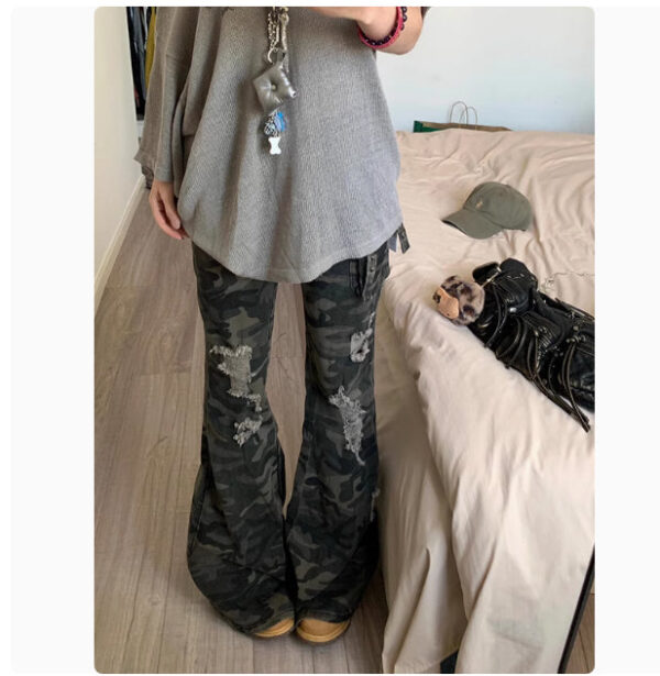 American Retro Camouflage Ripped Skinny Jeans - Image 2