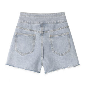 high waisted wide leg denim shorts for women