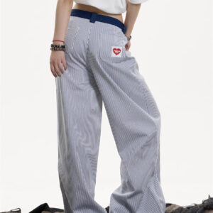 high street striped casual sports pants female