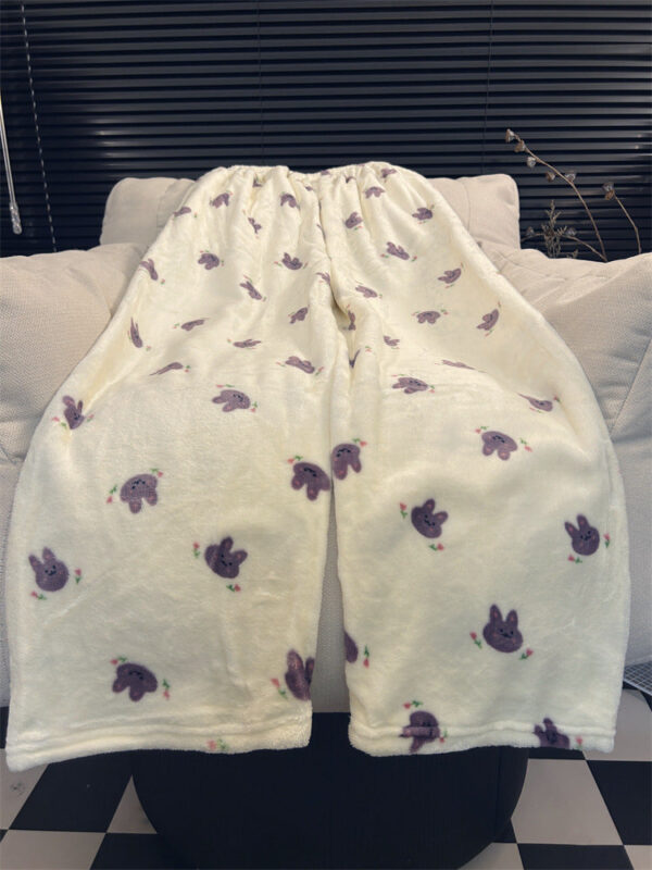 fleece lined thick coral fleece casual loose wide leg warm extra long pants