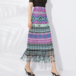 summer new pleated print skirt for women