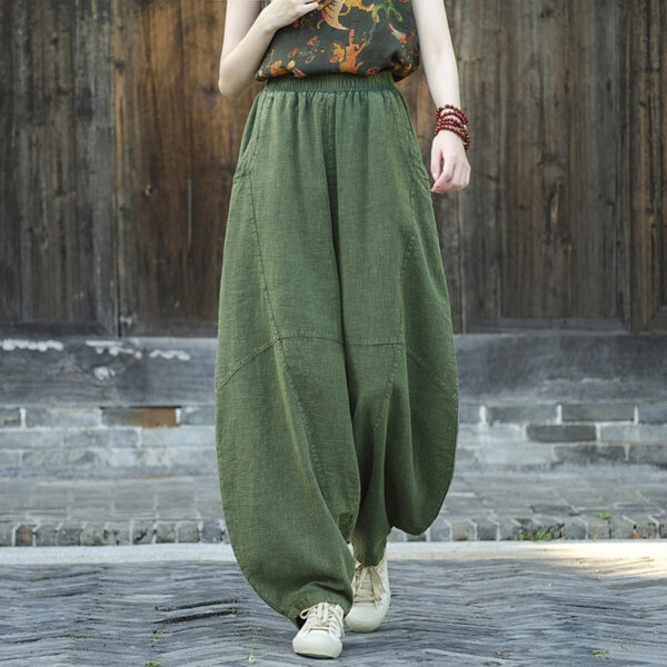 Artistic Retro Cotton And Linen Women's Distressed Loose Casual Pants - Image 2