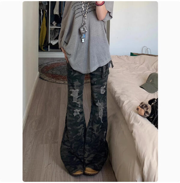 American Retro Camouflage Ripped Skinny Jeans - Image 6
