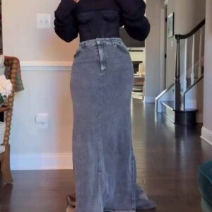 denim bodycon maxi skirt