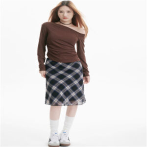 high waist slimming all match medium and long petite a line skirt