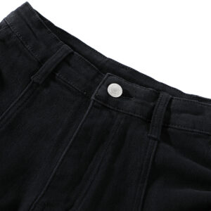 denim wide leg drawstring design high waisted shorts