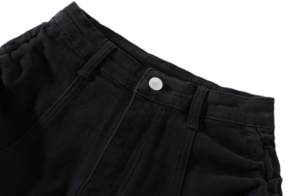 denim wide leg drawstring design high waisted shorts