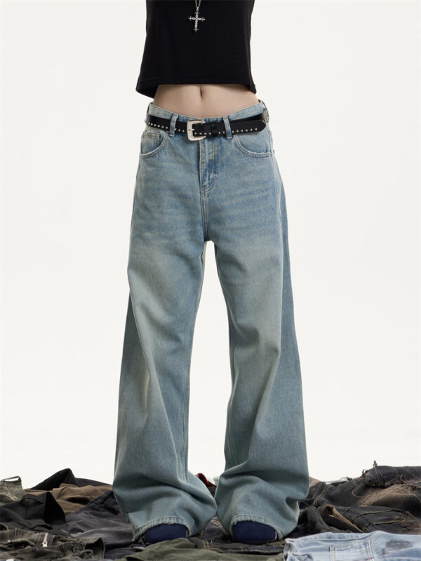 American Retro Washed Worn Jeans Women's Loose Straight - Image 7