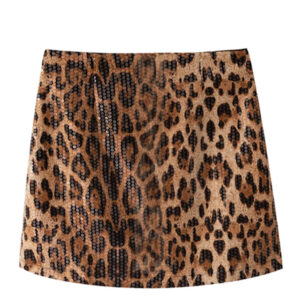leopard print skirt a line skirt heavy industry glitter