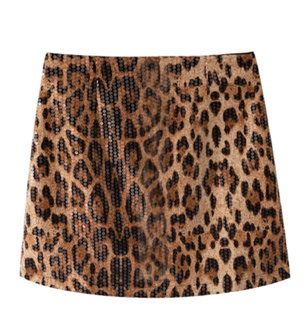 leopard print skirt a line skirt heavy industry glitter