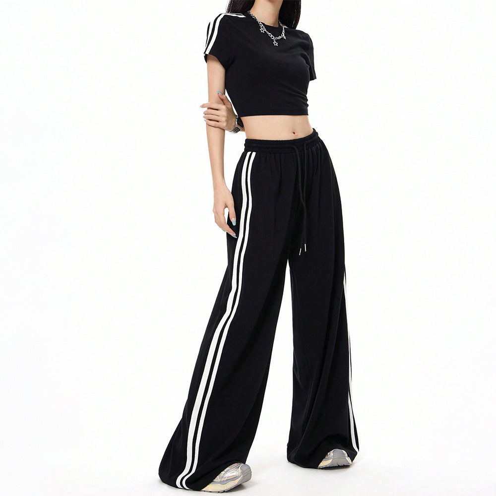 sports style wide leg casual pants loose draggle tail trousers sports style wide leg casual pants loose draggle tail trousers