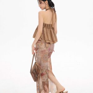 printing skirt women's summer fishtail length skirt