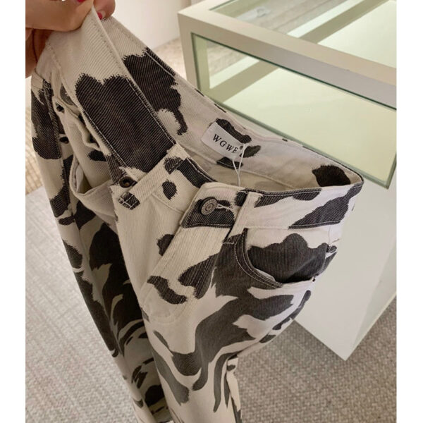 3ad4e137-73f6-4371-be86-463dd7d79bcf American Retro Washed Cow Stripe Skinny Jeans Loose - Image 2