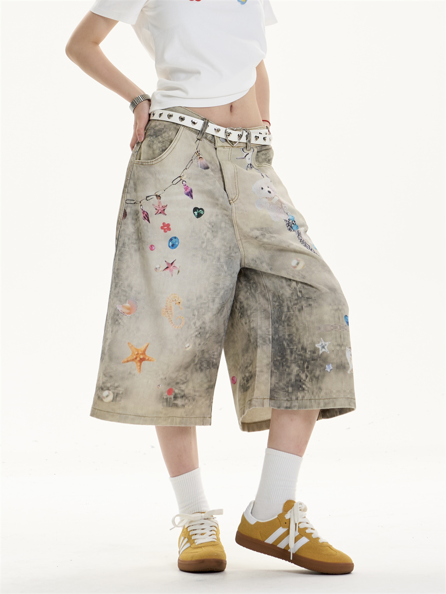 Creative Women's Straight Loose Printed Wide-leg Cropped Jeans 3d454762 5fc6 4177 8bc1 4ea7eaa3106d