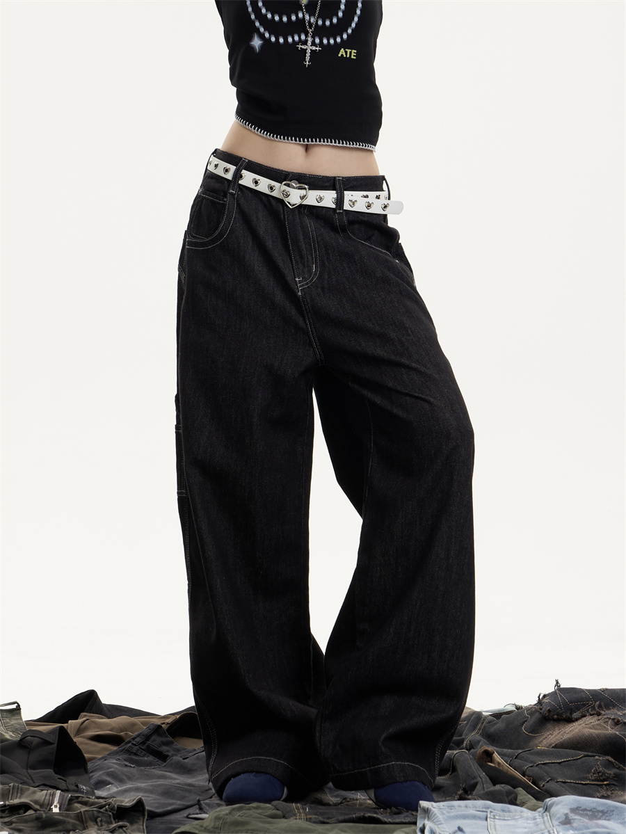 American Retro Washed Worn Jeans Women's Loose Straight 3da1e7b4 0d7a 4271 B243 B11d05bb5f1b