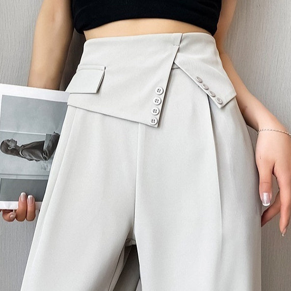 summer thin design sense high waist drooping chiffon wide leg loose straight casual pants summer thin design sense high waist drooping chiffon wide leg loose straight casual pants