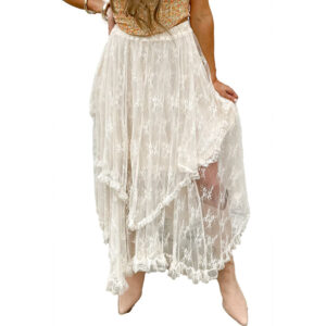 spring new irregular hem mesh long dress women