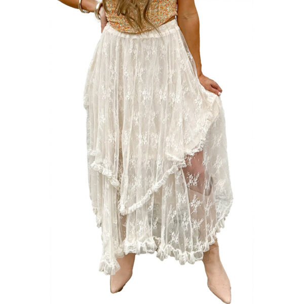 spring new irregular hem mesh long dress women