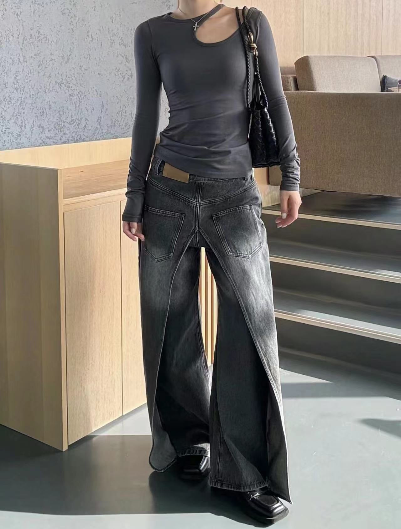 reversible washed distressed jeans for women deconstructed vintage banana pants reversible washed distressed jeans for women deconstructed vintage banana pants