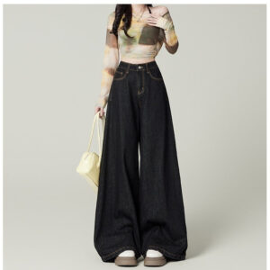 retro deep blue wide leg jeans