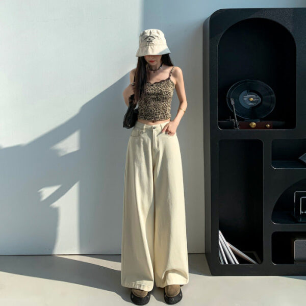 loose straight summer high waist slimming draping mopping pants