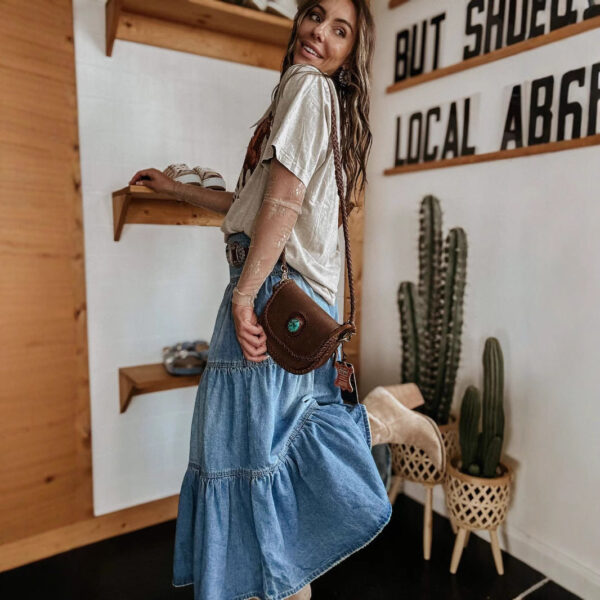 bohemian a line layered cake denim skirt