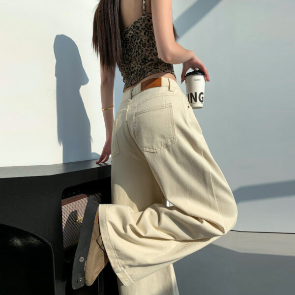 loose straight summer high waist slimming draping mopping pants