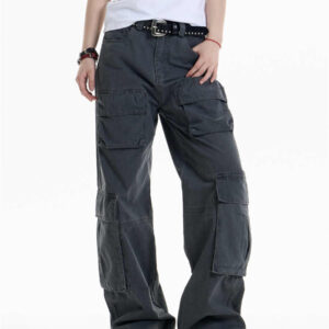 multi pocket cargo pants women's loose wide leg straight casual pants