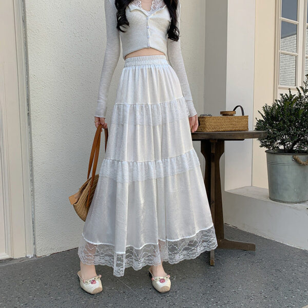 french style gentle ruffled lace stitching tiered skirt french style gentle ruffled lace stitching tiered skirt
