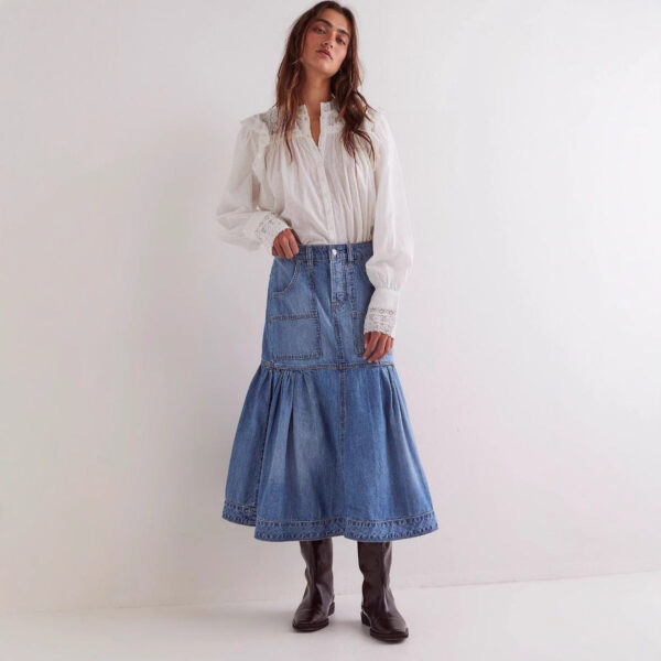 fashion personality retro women's casual denim skirt
