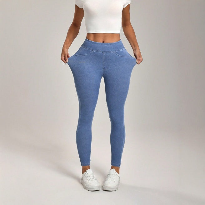 high waist slimming hip raise tight double pocket sports casual ankle banded pants high waist slimming hip raise tight double pocket sports casual ankle banded pants