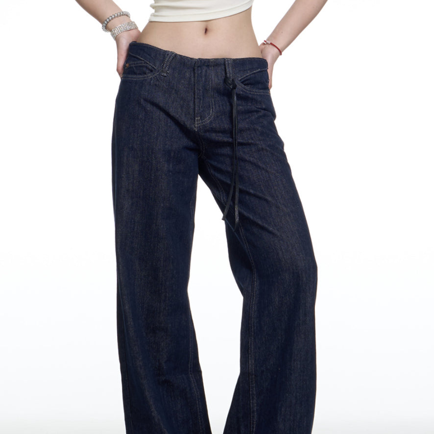 875ef704-4a96-4760-9242-56a2e52e81f4 American Retro Washed Worn Jeans Women's Loose Straight