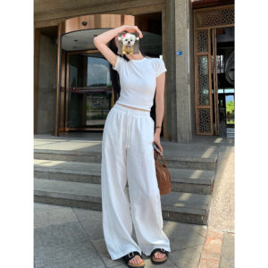 loose slimming and all matching casual wide leg pants