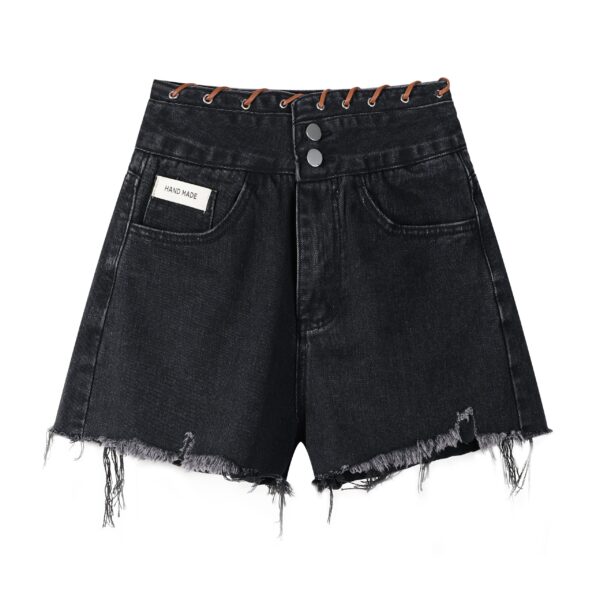 high waisted wide leg denim shorts for women