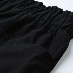 plus size women's loose wide leg cotton material pocket solid elastic high waist shorts