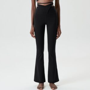 lace up micro pull yoga pants women's plus size tight