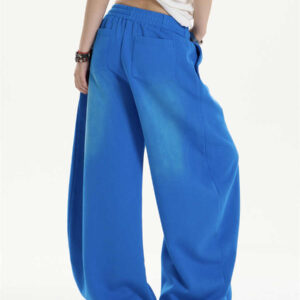 distressed letters printed drawstring loose straight sweatpants