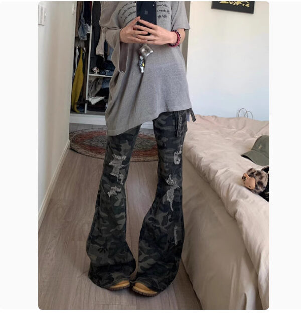 American Retro Camouflage Ripped Skinny Jeans - Image 3