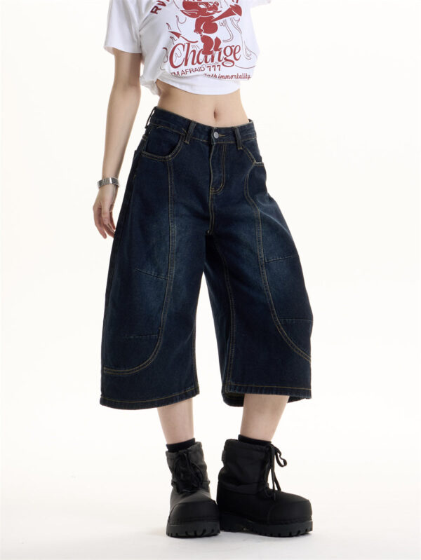 American Retro Hot Girl Style Deconstructive Design Jeans - Image 4
