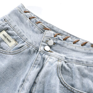 high waisted wide leg denim shorts for women