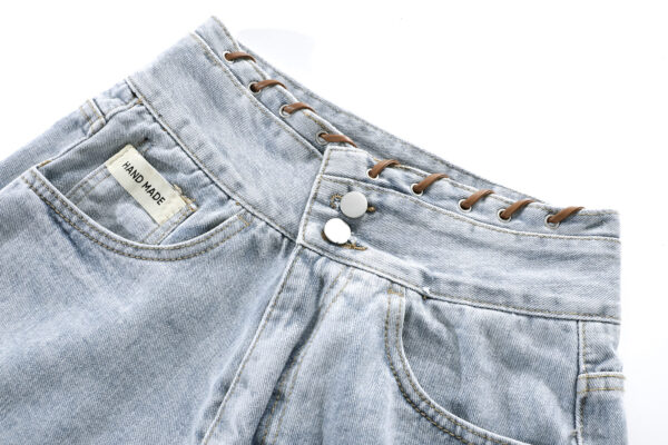 high waisted wide leg denim shorts for women