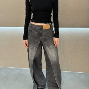 reversible washed distressed jeans for women deconstructed vintage banana pants