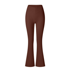 brushed flared v waist sports tight trousers