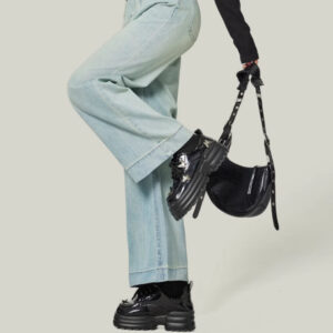 small loose slim retro blue high waist nine points straight jeans