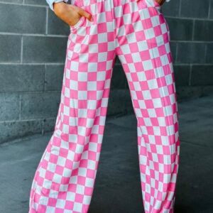 women's plaid print pocket elastic waist straight pants, casual and comfortable trousers for daily wear, women's pants womenswear bottom linen pants footwear fit baggy loose