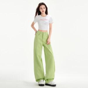 cherry blossom wide leg draping mop jeans