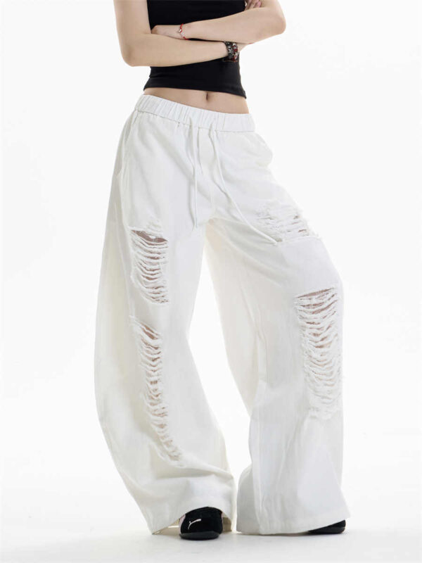 ripped casual pants women's loose straight wide leg pants ripped casual pants women's loose straight wide leg pants