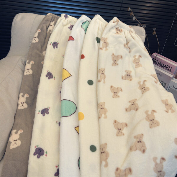 fleece lined thick coral fleece casual loose wide leg warm extra long pants